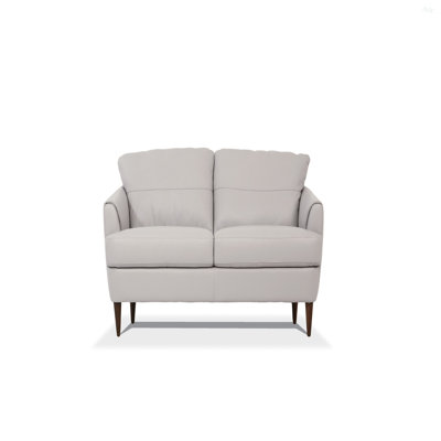 Helena Pearl Gray Leather Loveseat (Assembled)