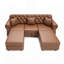 Canapé Chesterfield de style Mid-Century moderne en similicuir avec capitonnage à boutons, garniture cloutée et accoudoirs roulés, comprend 3 coussins-2139477488