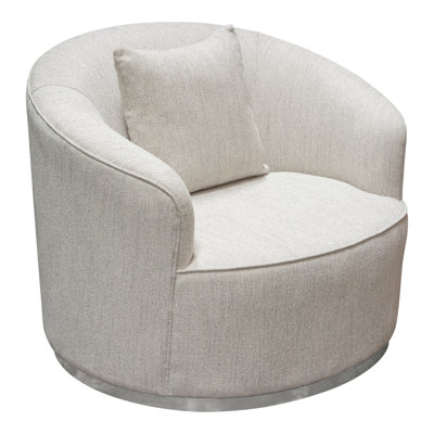 Raven Chair In Light Cream Fabric W/ Brushed Silver Accent Trim