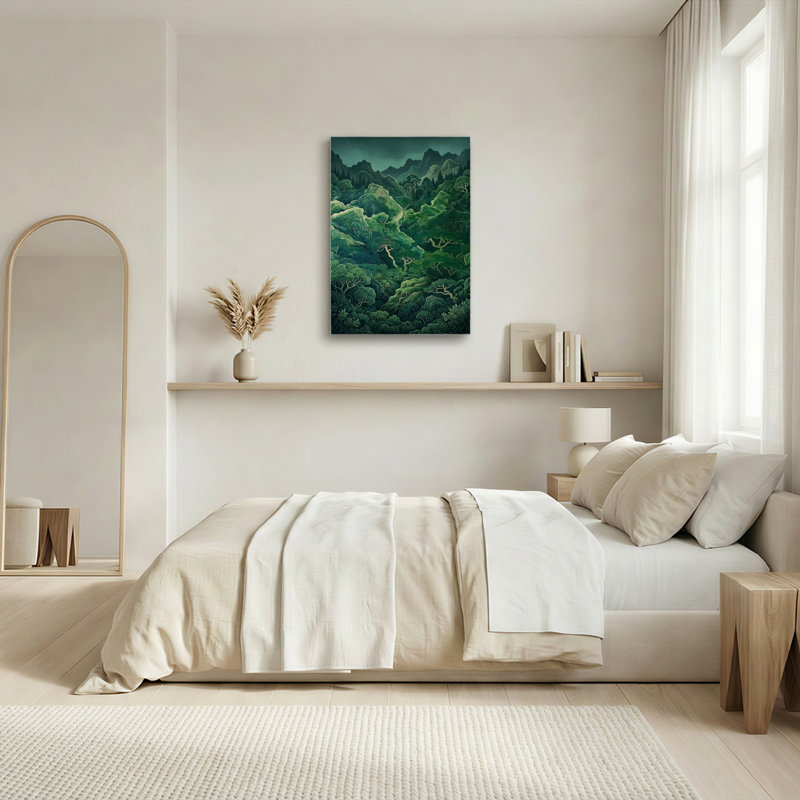 Art mural sur toile Gallery Wrap pour le salon, la chambre à coucher, le bureau ou le vestibule - Décoration murale décorative avec forêt de montagne