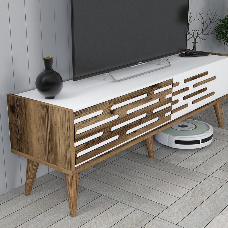 Keikei Unfinished TV Stand, Cream/Brown