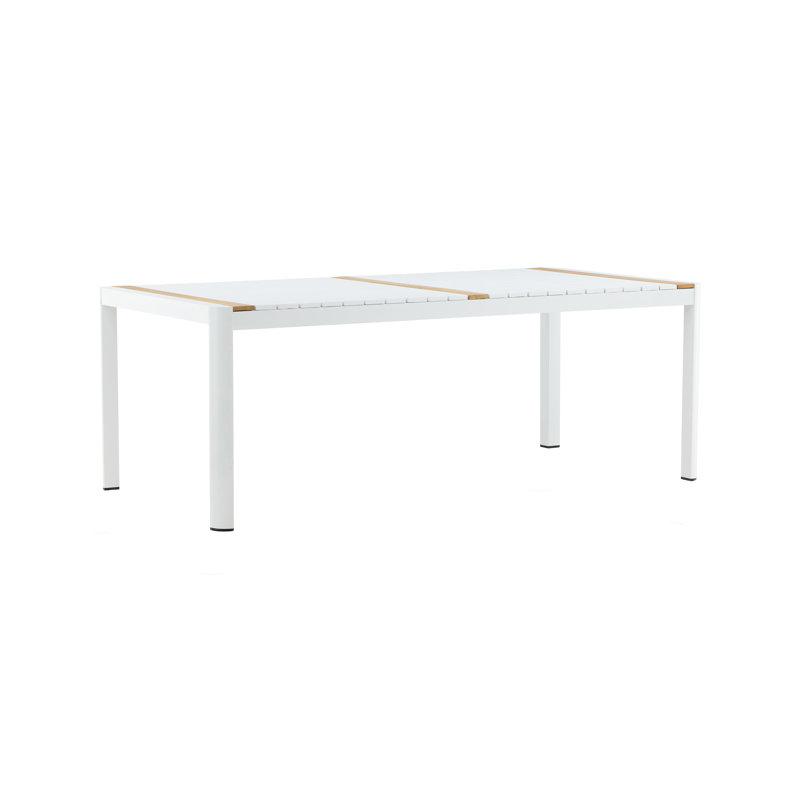 Flennory Rectangular Teak Outdoor Dining Table , 200cm cm W 100cm cm D, White