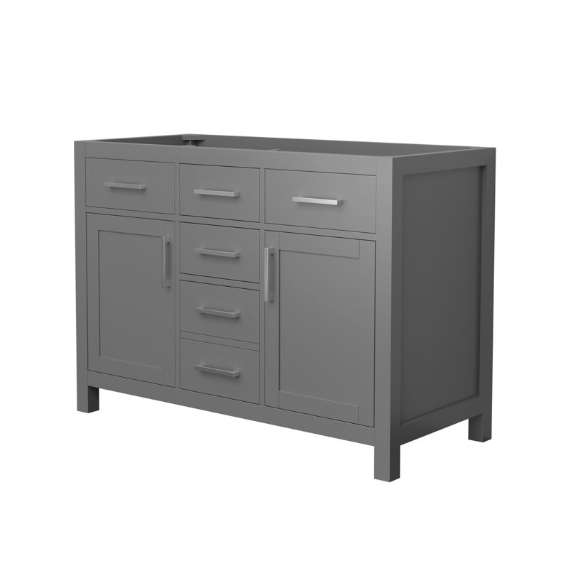 Base de meuble-lavabo double autoportante 47,25 po Beckett, Gris foncé / nickel brossé