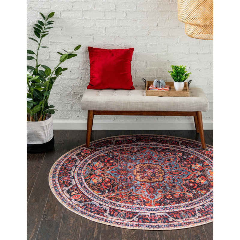 Tapis oriental bourgogne Gamero, Rond 7 pi 7 po