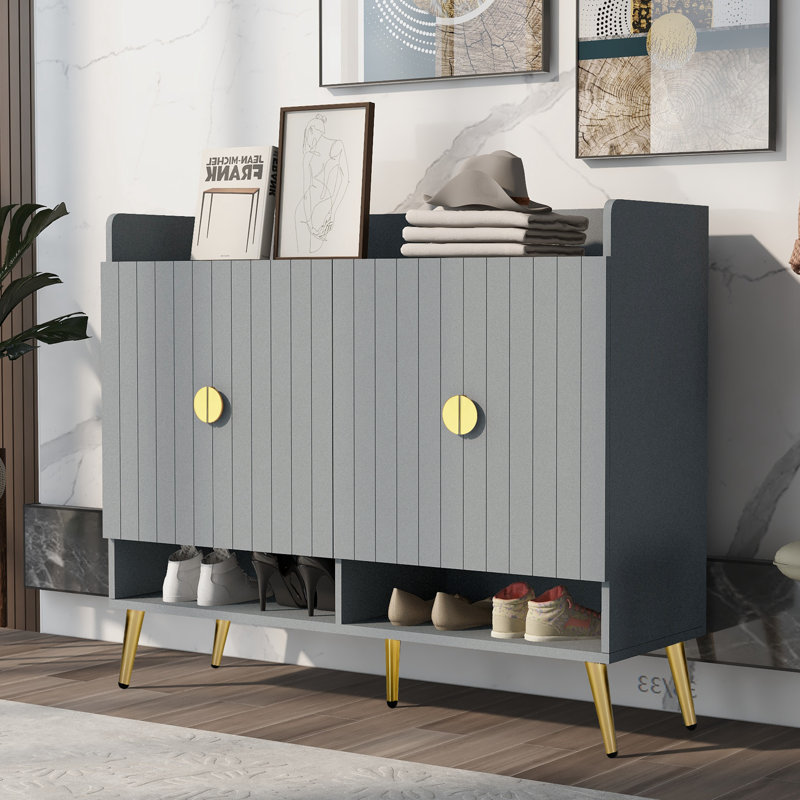 20 Pair Stackable Shoe Storage Cabinet, Grey