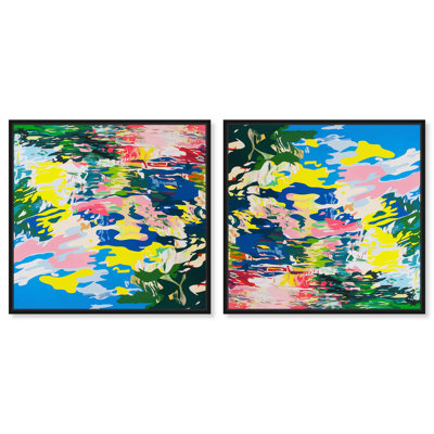 «Vivid Waters I Set Canvas Maximalist Abstract» par Art Remedy