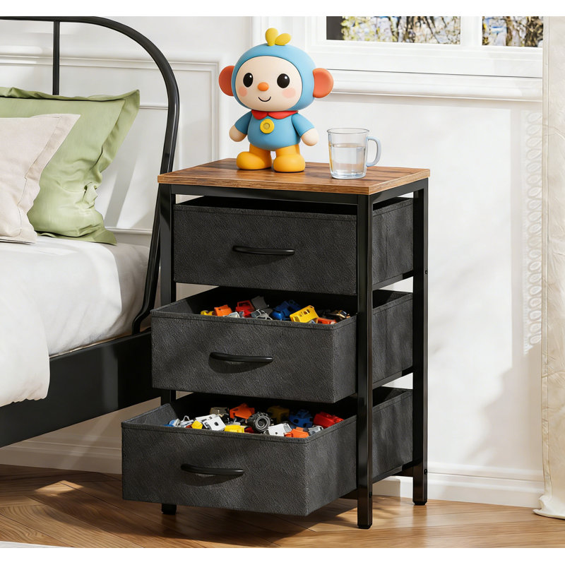 Table de chevet 27,6 po avec station de charge et rangement, ports USB et prises de courant, table de chevet avec tiroir et 2 tablettes ouvertes pour la chambre à coucher du salon