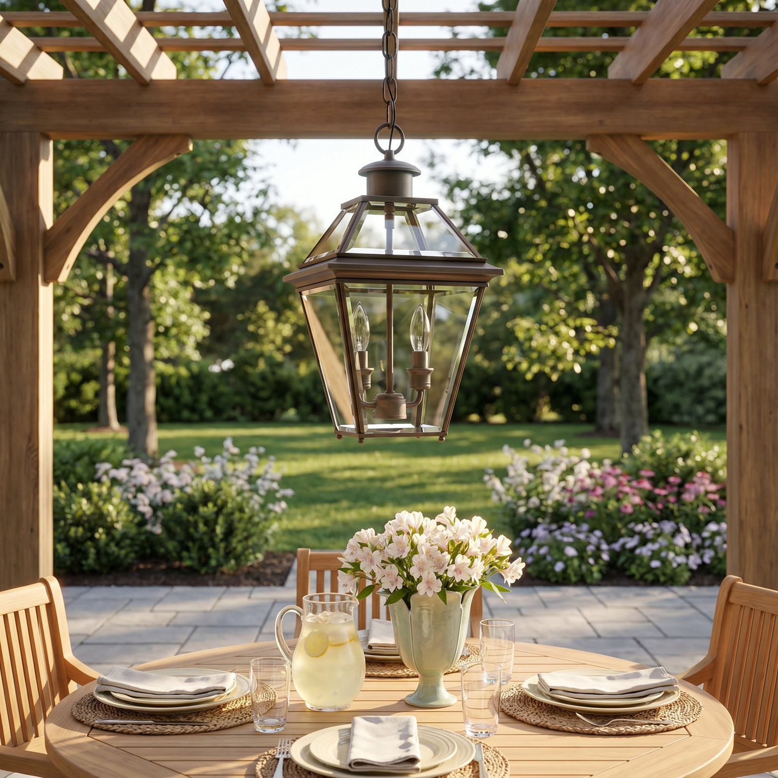 Calais Beveled Outdoor Hanging Lantern, Antique Bronze