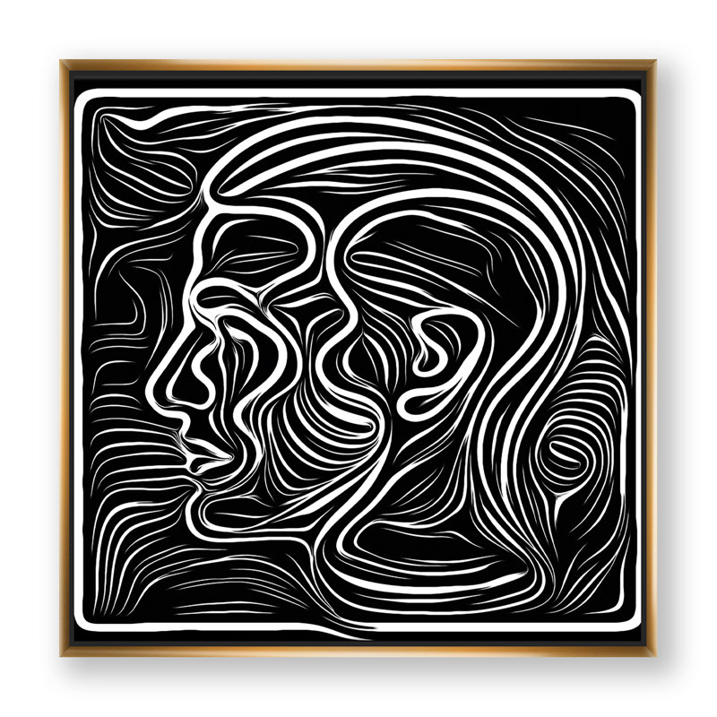 Portrait de sensibilisation noir et blanc II - reproduction sur toile, Toile encadrée d'or, H 30 po x l 30 po x P 1 po