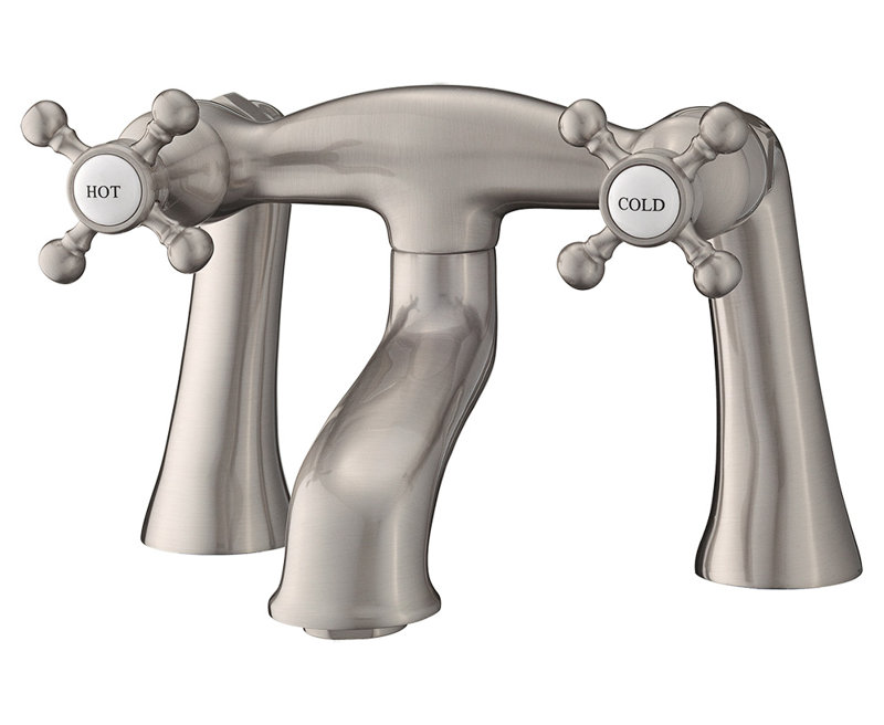 Garniture de robinet de baignoire à fixation sur plateau à poignées doubles à pattes, Chrome