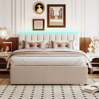 Lit plateforme tapissier grand avec lit gigogne simple Teddy Teddy