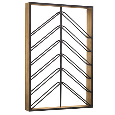 17 Stories Wood and Metal Wall Mounted Wine Rack - 36.25" x 24.25" x 3.75"