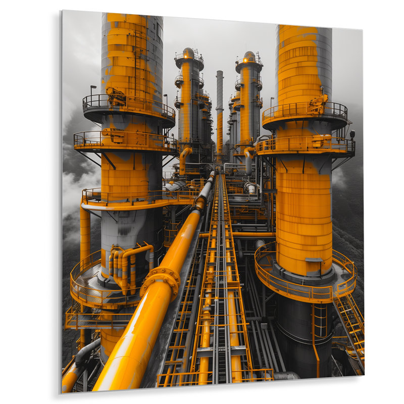 Shaver - Factories, art mural, Métal métal, 32" H x 24" W