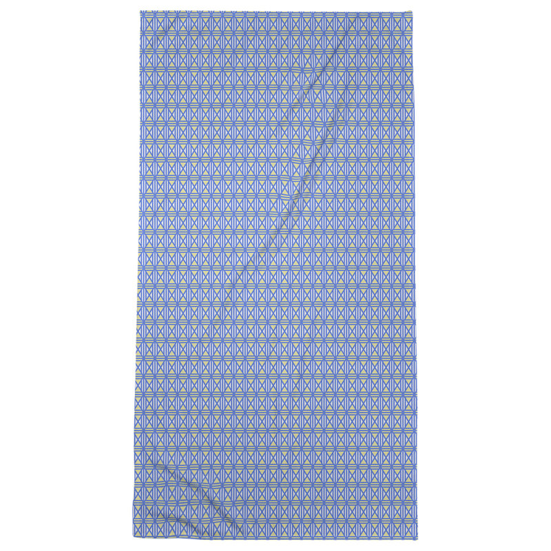 Serviette de bain à losanges, Bleu/jaune