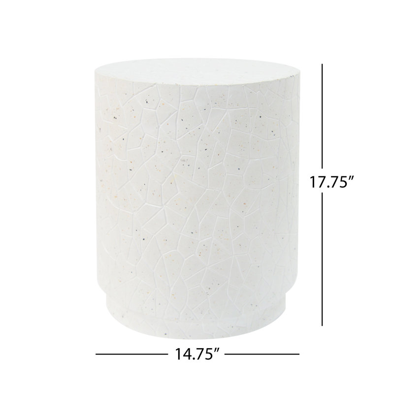 Table d'appoint cylindrique en béton terrazzo pour usage extérieur et intérieur