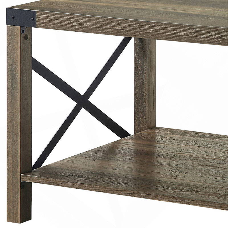 Coffee Table Rustic Oak With Bottom Shelf.