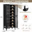 Armoire à chaussures en acier avec 4 portes et 8 tablettes réglables, organisateur de rangement grande capacité avec crochets - H 65 po x l 27,6 po x P 13,8 po, noir / blanc-475303437