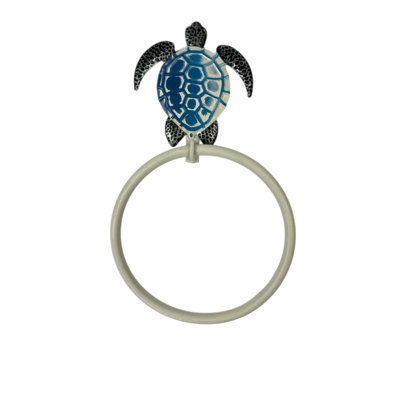 METAL SEA TURTLE TOWEL RING, 4.5"X1.5"X6.5"
