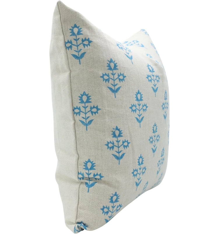 Coussin décoratif à housse de coussin imprimé à la main Fabividine - Chimni, Forme rectangulaire, H 12 po x l 20 po