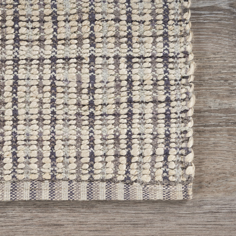 Tapis gris en jute / coton tressé à la main Coomes, Rectangle 10 pi x 14 pi