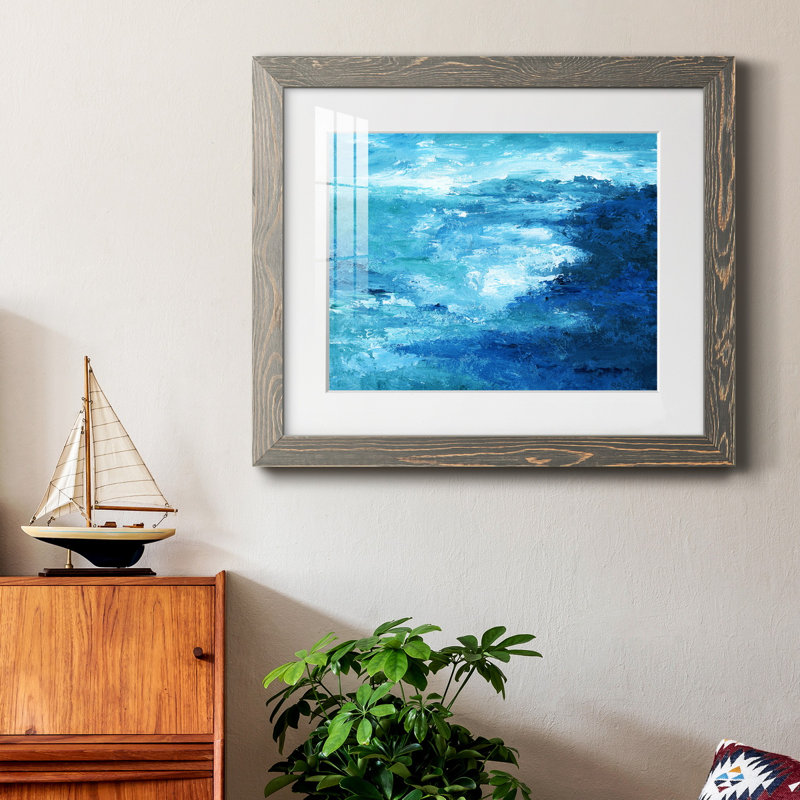 Crashing Waves II - peinture encadrée, Cadre gris, H 31 po x l 44 po x P 1 po