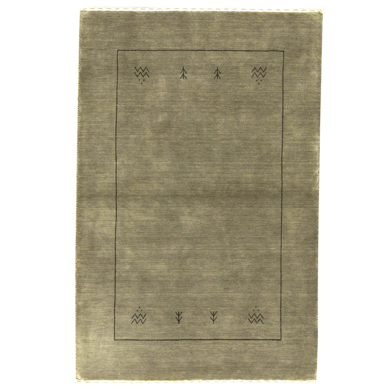 Hand Knotted Wool Area Rug in Gray