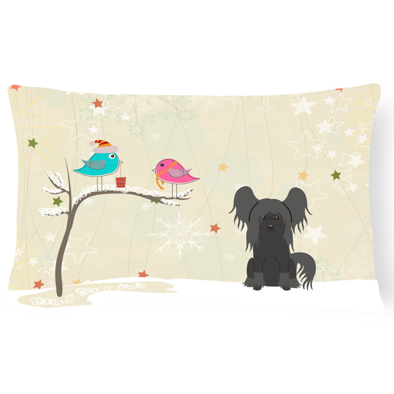 Coussin lombaire d’intérieur/d’extérieur carré de noël moderne, Noir