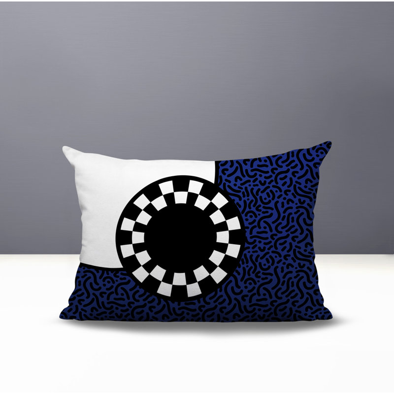 Coussin lombaire réversible Vibra Abstract, Rectangle H 14 po x l 20 po, Bleu marine
