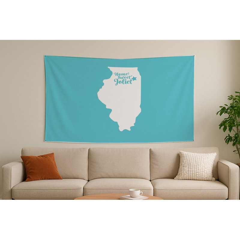 Joliet, ma douce demeure — Silhouette de l'État de l'Illinois — Tapisserie murale tissée représentant un paysage