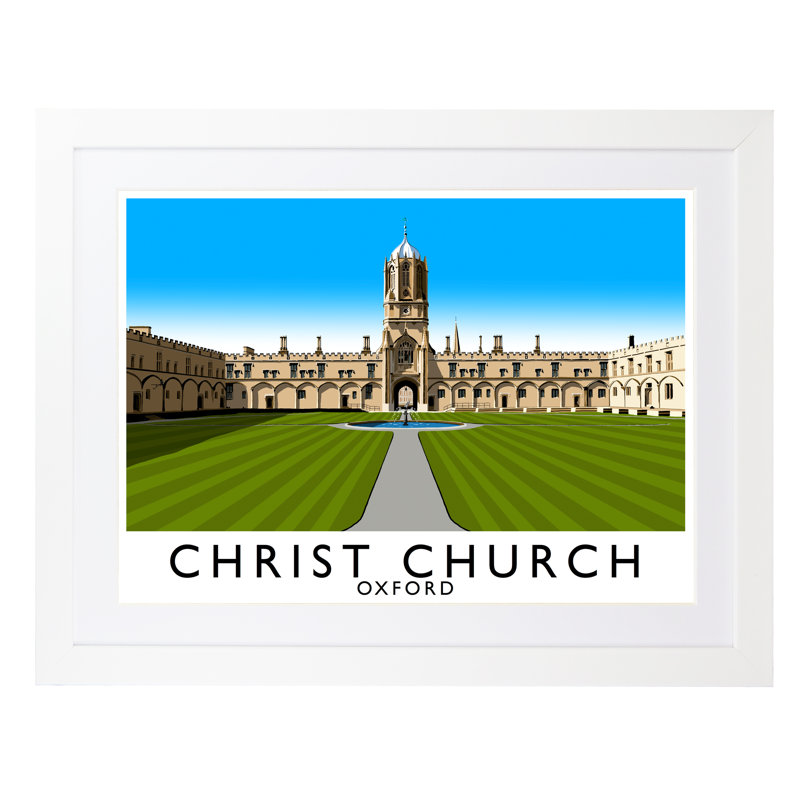 Christ Church Oxford 3 by Richard O'Neil - Print, 33.5 cm H x 43.5 cm W x 2.2 cm D, White Wood Frame