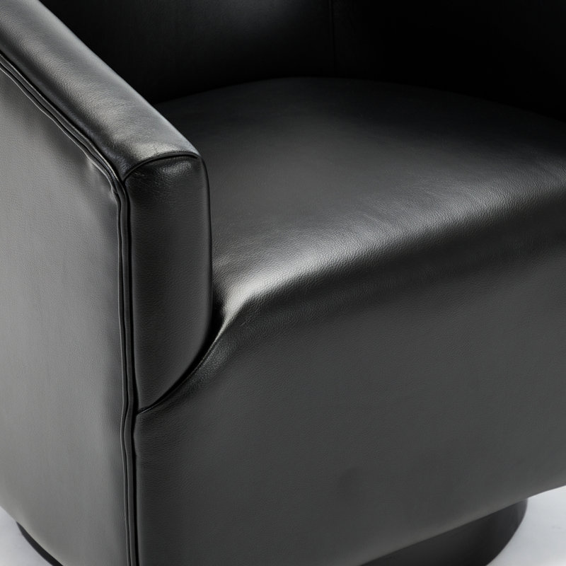 Chaise pivotante - Assise de meuble de salon de 22,5 po de hauteur avec base en bois noir, largeur de l'emballage de 33 po, rembourrage en mousse essentielle moderne, profondeur de 32,7 po