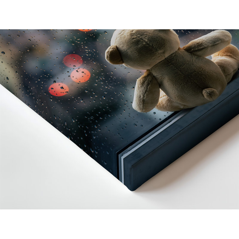 Toile, un doux ours en peluche avec une tête arrondie et un art mural, H 20" x l 20" 