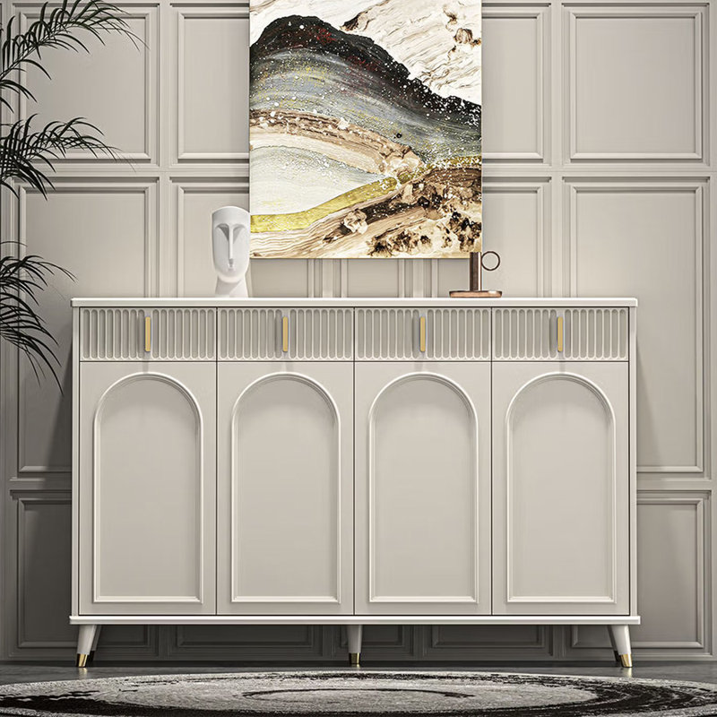 Rangement à chaussures romantique de style français, Crème, 40.16" H x 62.99" W x 13.39" D