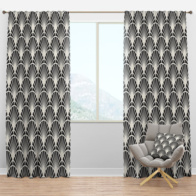 Retro Art Deco Waves I - Mid-Century Curtain - Velvet Room darkening - 1 panel