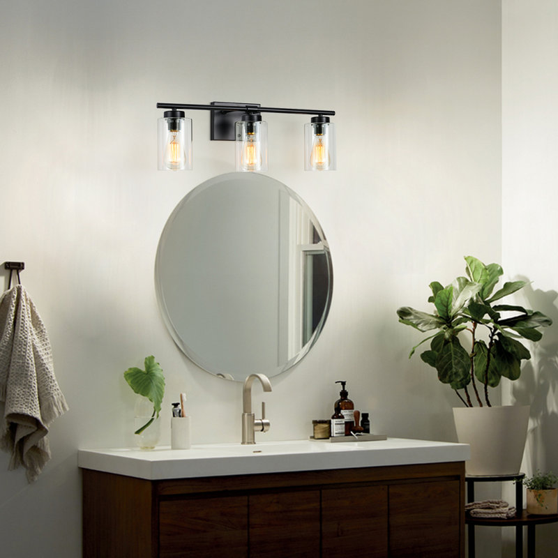 Hooversville Dimmable Vanity Light, Matte Black, 3 Lights