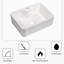 Lavabo de salle de bain vasque rectangulaire en céramique 16 po x 12 po - Style moderne, blanc, fini teinture pour salle de bain, rectangulaire, résistance aux acides