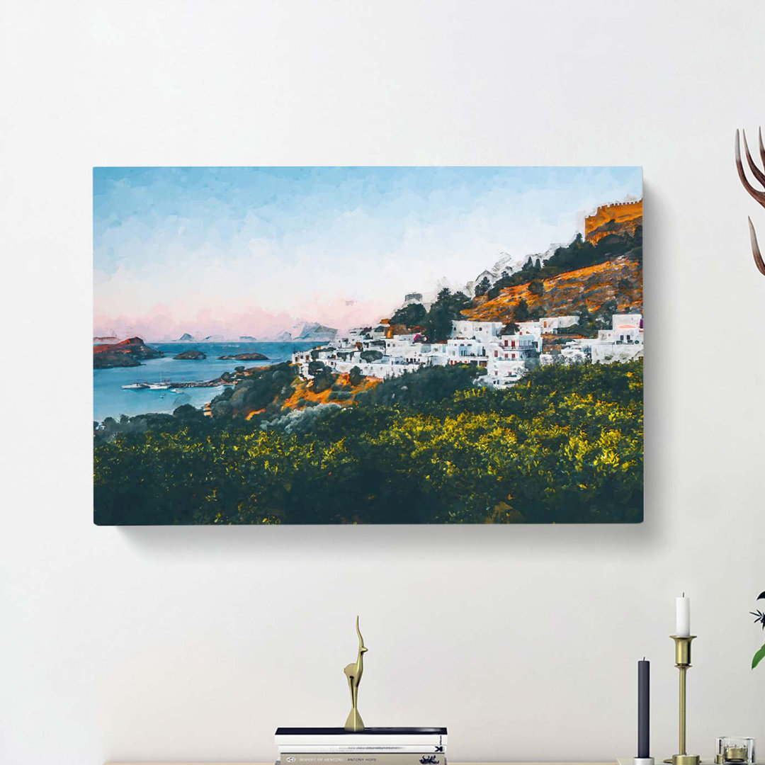 The Island of Rhodes in Greece in Abstract - Wrapped Canvas