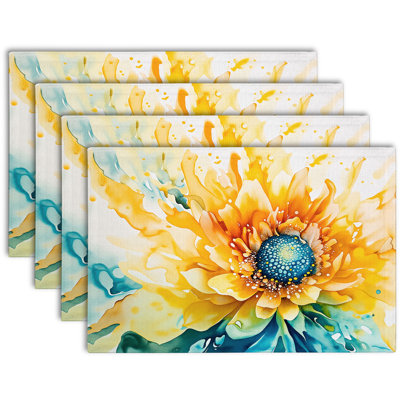 4-Piece Polyester Rectangle Dining Table Placemats