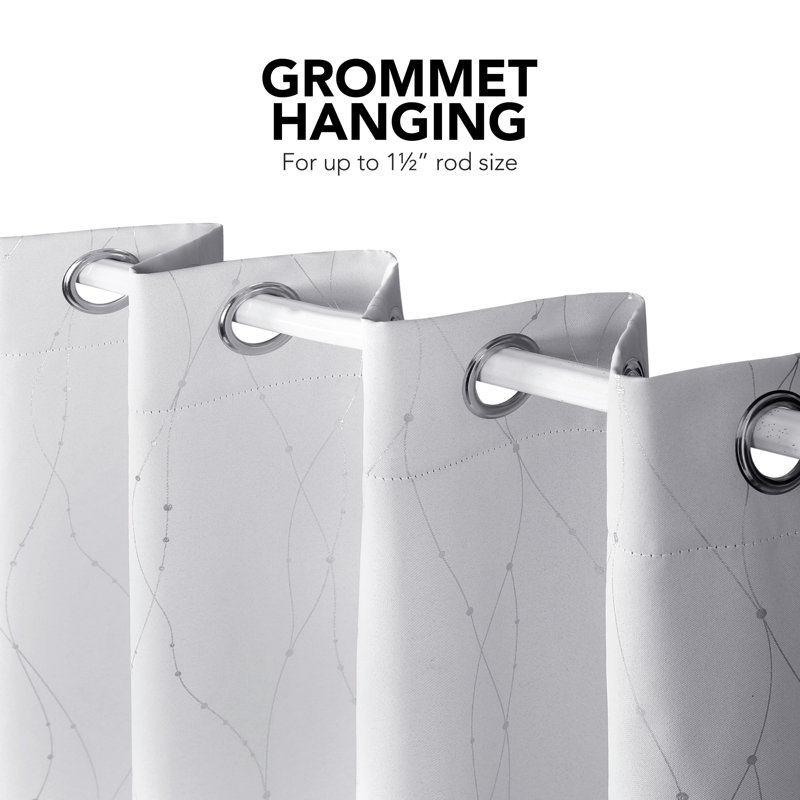 Room Darkening Curtain Pair, 38" W x 36" L, Silver