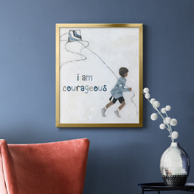 «Boy Flying Kite», toile encadrée de qualité supérieure - prête à être accrochée