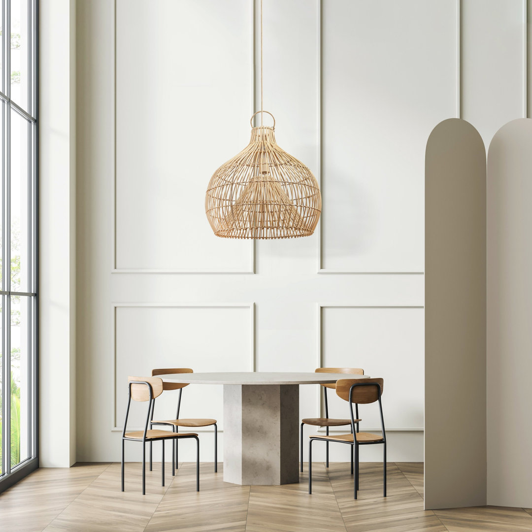 Burgas 1 - 22" Light Natural Dome Pendant Plug-In or Hardwired Light Fixture for Kitchen, Dining Room, Bedroom, Living Room in Coastal, Organic Modern, or Boho Decor Styles Bay Isle Home™