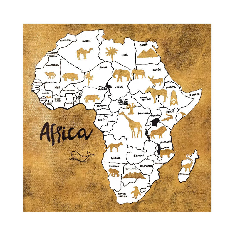 Africa Map by Patricia Pinto - Wrapped Canvas Gallery-Wrapped Canvas Giclée, 30.48cm H x 30.48cm W