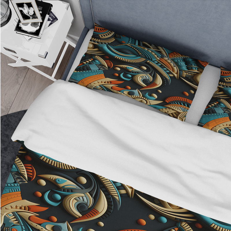Ensemble de housse de couette Tribal Motifs Eclectic Melody, Housse de couette simple + 1 taie décorative stan
