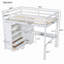 Lit mezzanine en bois avec garde-robe intégrée, bureau, tablettes de rangement et tiroirs pour la chambre à coucher-1853939902