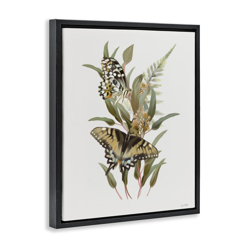 Cadre flottant Butterfly Grove Forest, conçu par House Fenway, H 31 po x l 25 po, Cadre flottant noir de jais