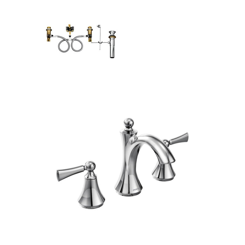 Wynford High Arc Widespread Bathroom Faucet with Drain Assembly