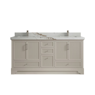 Aulelei 72'' Free Standing Double Bathroom Vanity with Quartz Top (Knobs Option) -  Wildon HomeÂ®, D1118F12FAF84FD89DF8E83A8EFD78E0