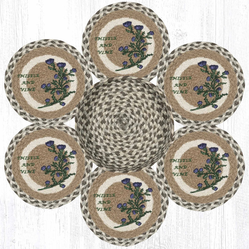  Ensemble de sous-pieds en jute avec chardon à la main avec panier