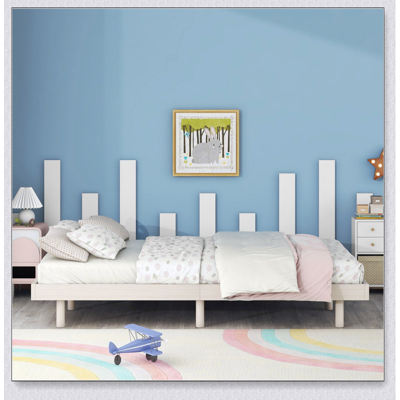Base de lit plateforme flottante de conception moderne, Complet/Double, Blanchies