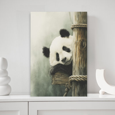 Ours panda au repos, art mural contemporain